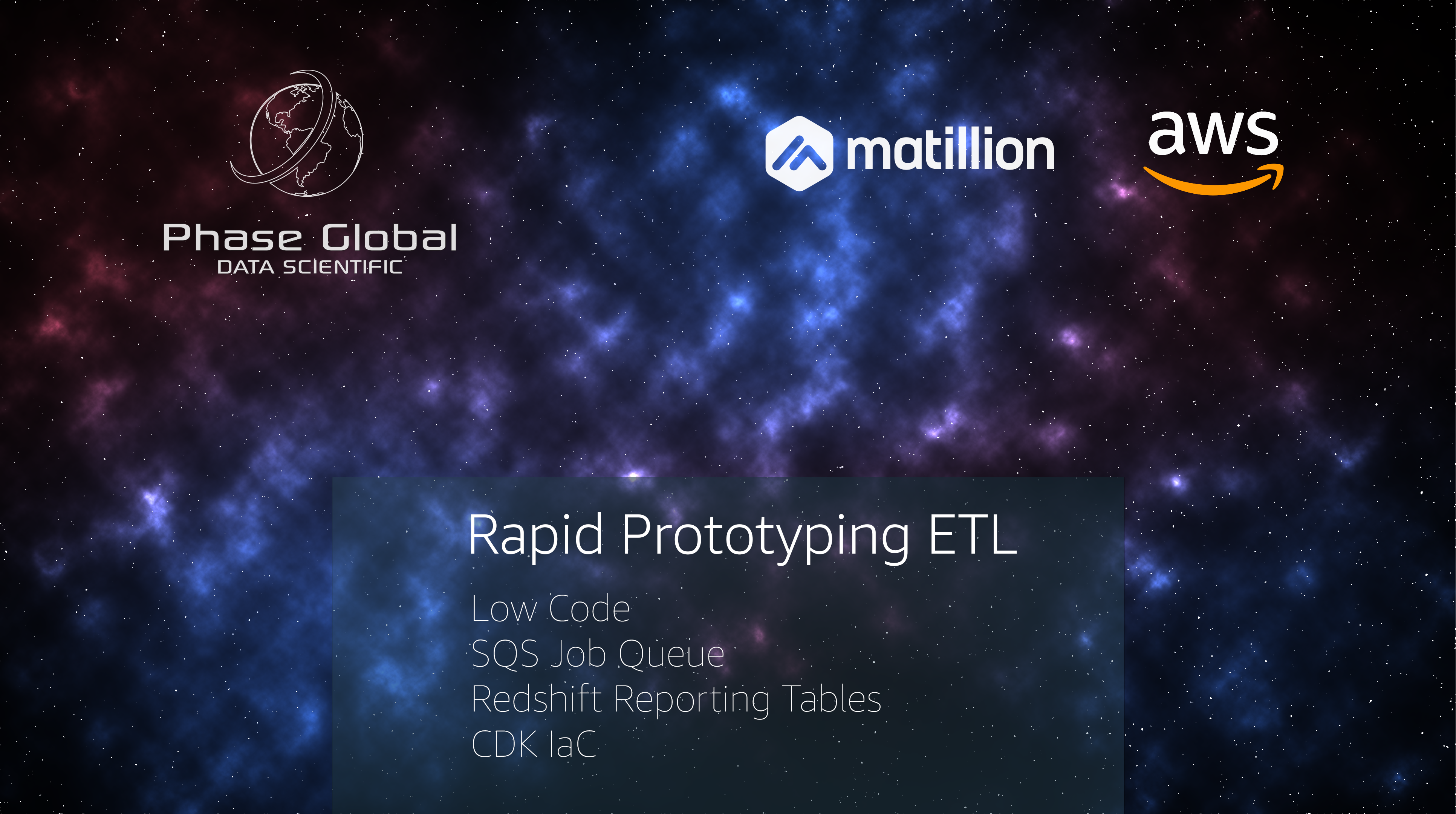 AWS Matillion, SQS, Lambda, Redshift, CDK